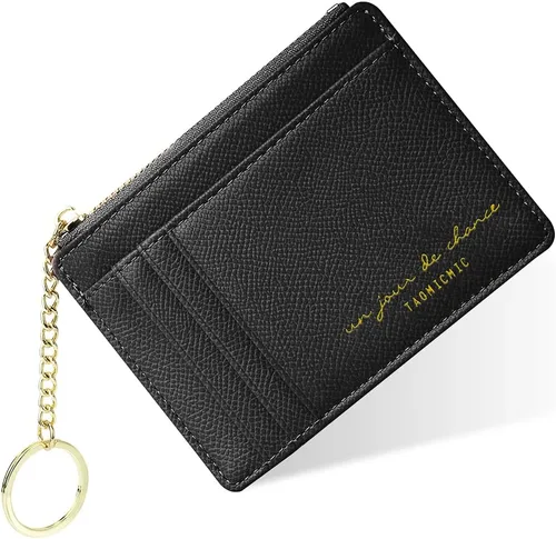 Miniatura 99 de URAQT Cartera para tarjetas de crédito, cartera minimalista de cuero delgado con cremallera, mini protector de tarjeta de crédito, llavero bolsillo