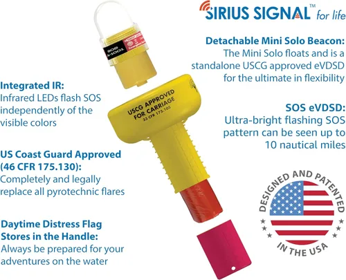 Miniatura 2 de Sirius Signal A-1001 SOS - Señal de socorro LED 3 en 1 con mini baliza individual, blanco e infrarrojo, aprobado por USCG, incluye soporte de Blanco
