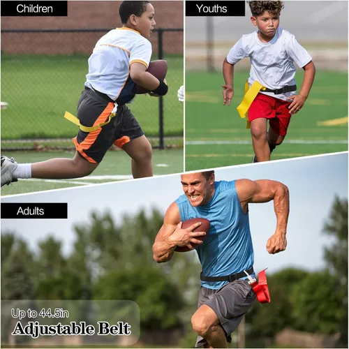 Miniatura 2 de DkOvn Cinturón de Fútbol Americano con Banderas, 2 piezas, Cinturón Ajustable de Fútbol Americano con Cinturón y Banderas, para Jóvenes, Adultos