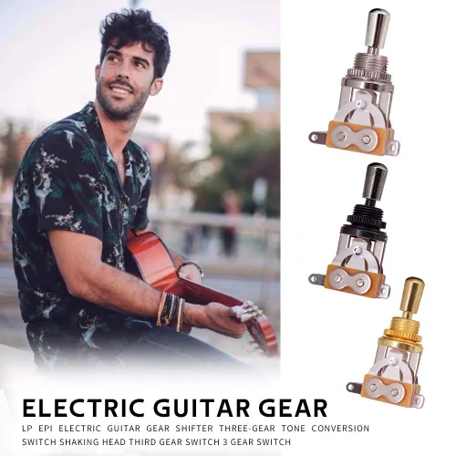 Miniatura 5 de JD.Moon Interruptor de palanca de 3 vías para guitarra eléctrica, interruptor selector de pastilla con perilla de punta de latón (negro)
