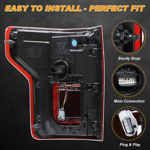 Miniatura 3 de Luz trasera LED con punto ciego compatible con Ford F150 2015 2016 2017 Lado izquierdo del conductor Luz trasera Lámpara de freno trasera Montaje