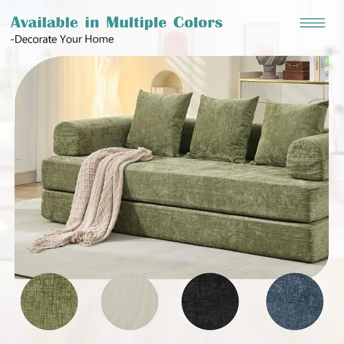 Miniatura 7 de Sofá cama convertible, cómodo colchón plegable, sofá cama modular plegable seccional, sofá plegable con 3 almohadas y reposabrazos, sofás para sala