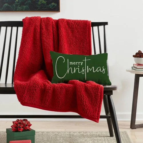 Miniatura 3 de RABUSOFA Fundas de almohada de Navidad con mensaje de Feliz Navidad, decoraciones para el invierno, fundas de almohada decorativas, fundas