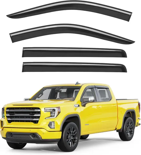 Protectores de lluvia extra gruesos para ventana Chevrolet (Chevy) Silverado GMC Sierra 1500 2500HD 3500HD 3500HD Crew Cab 2019-2026, deflectores de