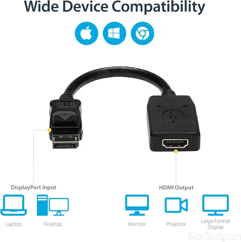 Miniatura 5 de Conversor de video con DisplayPort a HDMI 4K con audio, de la marca StarTech Estándar Negro
