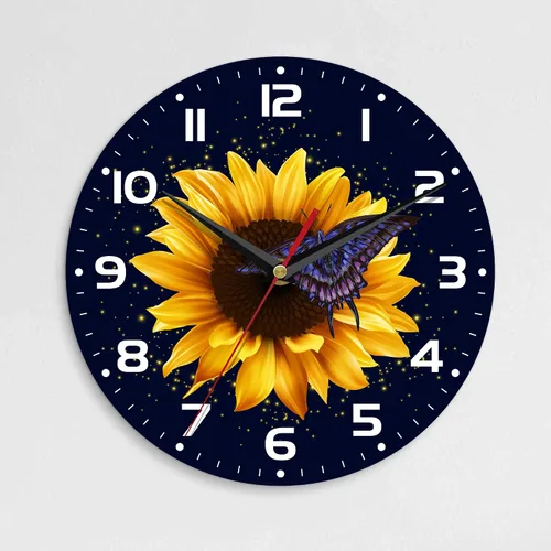 Miniatura 8 de Reloj de pared, 10 pulgadas, silencioso, sin tictac, decoración de cocina para el hogar, funciona con pilas, para baño, dormitorio, sala de estar
