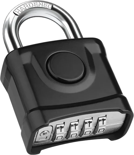 Miniatura 9 de Diyife - Candado de grillete largo para exteriores, desbloqueo con una tecla, combinación de 4 dígitos con grillete antipúas de 0.315 in, diseño