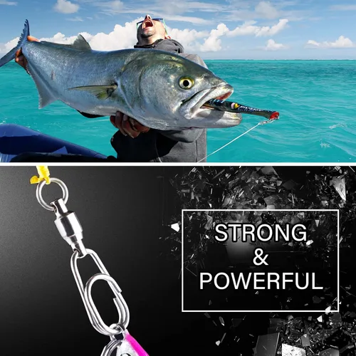 Miniatura 6 de Atibin Conector giratorio de acero inoxidable de alta resistencia para pesca con broches giratorios de agua dulce Rodamiento de bolas de pesca Snap