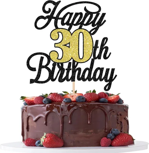 Miniatura 56 de Rsstarxi 1 paquete de decoración para tarta de cumpleaños 8 con purpurina negra de 8 años y fabulosos saludos a 8 años de edad, para celebrar el 8º
