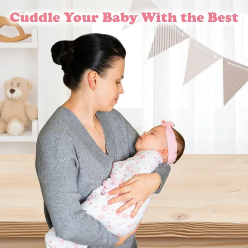 Miniatura 5 de Mantas para envolver para recién nacidos – Juego de 3 mantas para bebés de 0-3 meses – Saco de dormir ajustable – Bufanda suave de algodón orgánico