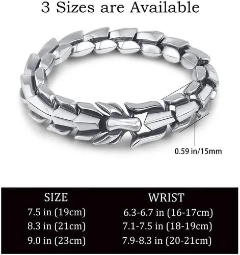 Miniatura 4 de WFYOU Viking - Pulsera punk vintage para hombre, acero inoxidable, cadena de eslabones de dragón, joyería de moda, cultura callejera hippop