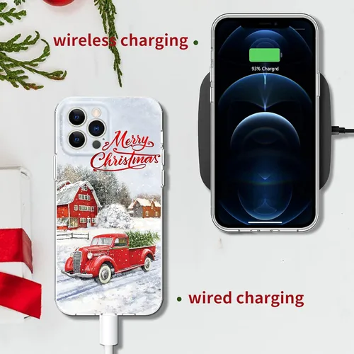 Miniatura 5 de Newseego Funda de Navidad para iPhone 12 Pro Max, serie a prueba de golpes, antiamarilla, policarbonato duro + TPU para mujeres y niñas, lindo coche