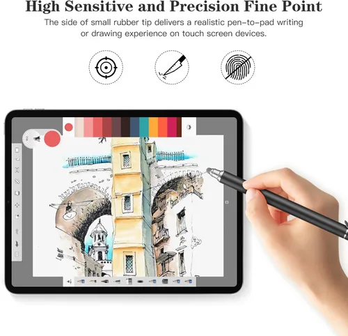 Miniatura 4 de METRO - Lápiz capacitivo universal para pantallas táctiles, punta de fibra capacitiva de alta sensibilidad, lápiz capacitivo 2 en 1 para iPad