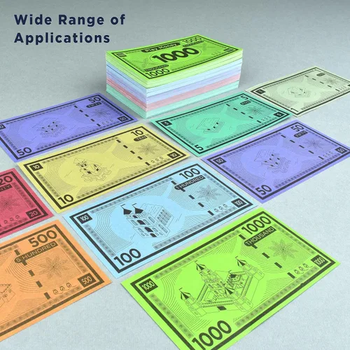 Miniatura 6 de Queensell Dinero de juego adecuado para juegos de mesa Monopoly – 480 piezas de 60 billetes de cada denominación – Papel de impresión de doble cara