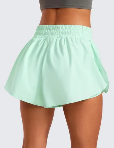 Miniatura 7 de CRZ YOGA Pantalones cortos de correr 2 en 1 para mujer, cintura alta, secado rápido, para atletismo, gimnasio, descanso, entrenamiento, lindas