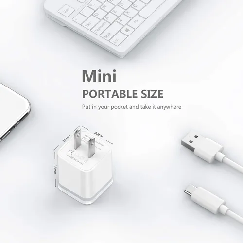 Miniatura 5 de Cargador de pared USB, paquete de 5 unidades de 2.1A/5V de doble puerto USB cubo, adaptador de corriente de cargador de enchufe de carga de repuesto