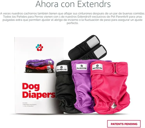 Miniatura 2 de Pet Parents™ - Pañales lavables para perros (paquete de 3). Color: Princess, pañales extra pequeños para perros