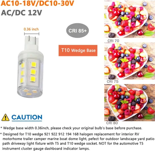 Miniatura 3 de Bombilla LED de 3 W T10 con base de cuña RV 921, 12 VAC/CC, paisaje, jardín, patio, camino, entrada, Malibu, caravana, remolque, autocaravana