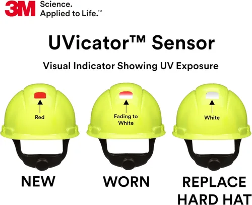 Miniatura 5 de 3M Hard Hat SecureFit H-700 Series - Casco de seguridad estilo gorra con sensor Uvicator, suspensión de trinquete de difusión de presión de 4 puntos
