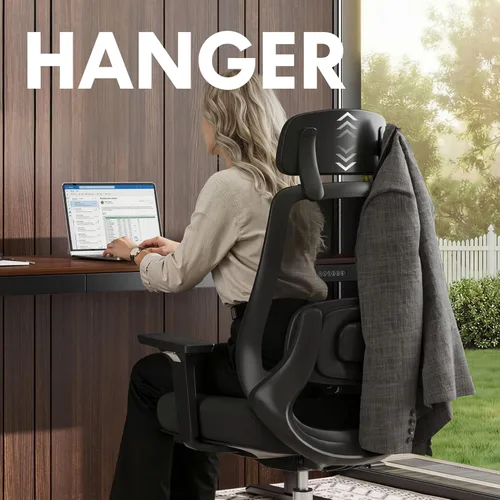 Miniatura 3 de FLEXISPOT Silla de oficina de masaje, silla de escritorio ergonómica con respaldo alto con reposacabezas ajustable, reposabrazos 3D, masajeador