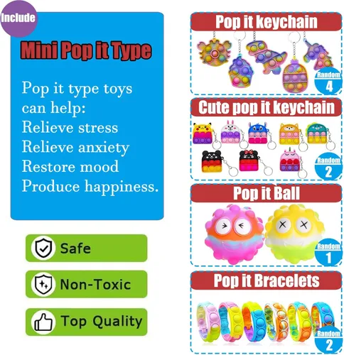 Miniatura 3 de 112 juguetes Pop Party Favors para niños, juguetes antiestrés de primera calidad para niños de todas las edades, surtido de rellenos de piñata