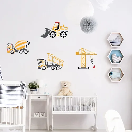 Miniatura 5 de 9 plantillas de vehículos de construcción, plantillas reutilizables para decoración de pared del hogar, 7.9 pulgadas