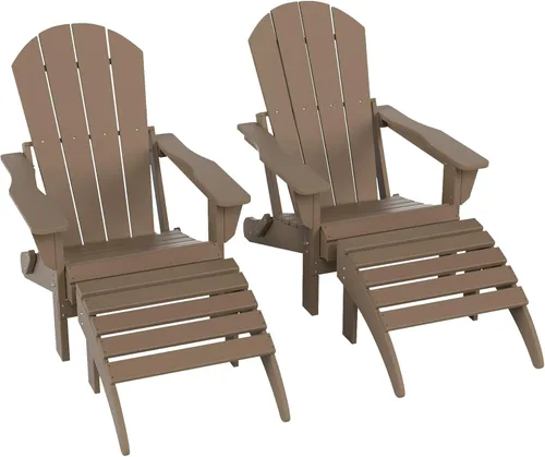 Miniatura 10 de WestinTrends Reposapiés otomano Adirondack para patio al aire libre, taburete de madera de polietileno para todo tipo de clima, ampliamente Azul