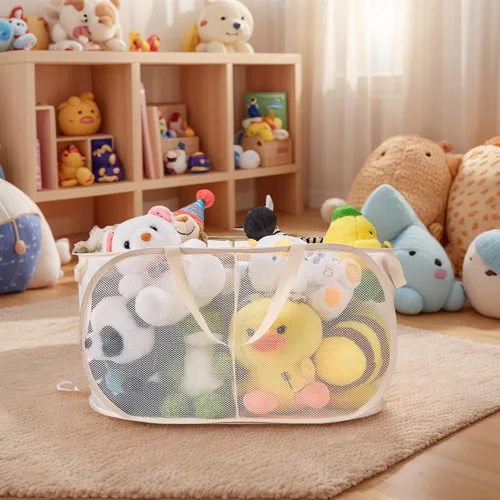 Miniatura 3 de Cesta organizadora de juguetes grande para niños, niñas, contenedores plegables de almacenamiento de juguetes con divisores y 2 asas resistentes