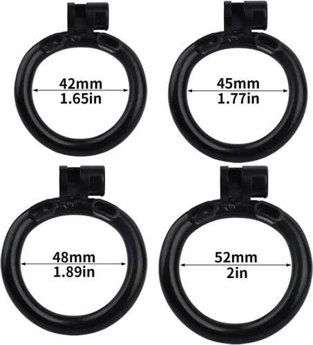 Miniatura 3 de Jaula ligera para el pene dispositivo de castidad con 4 anillos y llaves, jaula de pene masculina con bloqueo invisible y campana, juguetes sexuales