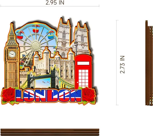 Miniatura 3 de Imán de madera de Inglaterra Londres 3D para nevera, recuerdos coleccionables, decoración hecha a mano, artesanías 2
