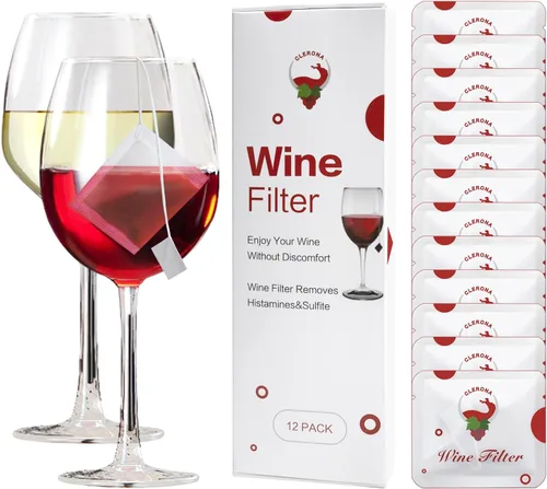Filtros de vino – Paquete de 12 purificadores de vino que elimina histaminas y sulfitos, puede reducir y aliviar alergias y sensibilidades al vino,