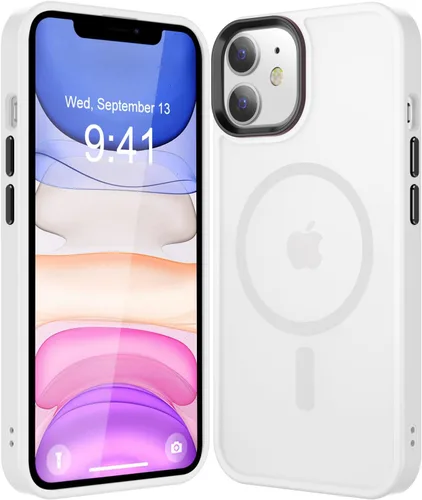 Miniatura 93 de Fuerte magnético para iPhone 11, compatible con Magsafe, [resistente a caídas de 13 pies] Funda trasera translúcida mate con sensación de piel
