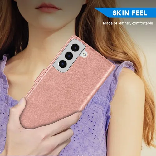 Miniatura 6 de ZZXX Funda tipo cartera para Samsung Galaxy S22 con ranura para tarjeta de bloqueo RFID, función atril, cierre magnético, funda protectora de cuero