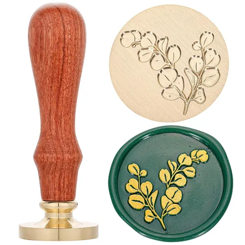 Miniatura 8 de Yoption Sello de cera de rama de olivo, cabeza de latón vintage, sello de cera de sellado de empuñadura de madera para boda, Navidad, fiesta