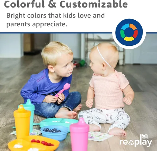 Miniatura 2 de Re-Play Platos para niños pequeños con divisores, 3 compartimentos de pared profunda, platos divididos para niños con 3 tapas, aptos