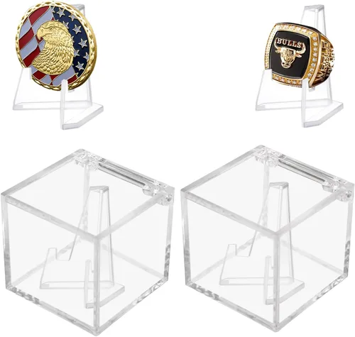 Miniatura 8 de Vitrina para anillos de campeonato, caja de exhibición de anillo de campeonato de acrílico transparente, soporte de moneda de exhibición