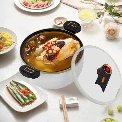 Miniatura 5 de Olla a presión micro de 8.45 cuartos de galón, antiadherente, utensilios de cocina para microondas, olla versátil con tapa, olla grande inferior