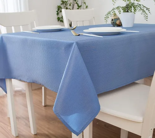 Miniatura 4 de Tektrum Mantel cuadrado con textura de jacquard de espiga de 70 x 70 pulgadas, impermeable, a prueba de derrames, resistente a las manchas, sin