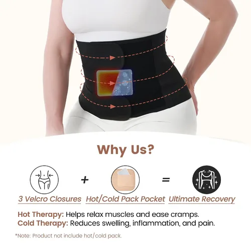 Miniatura 3 de Trendyline Banda para el vientre posparto para recuperación de cesárea, faja abdominal poscirugía con bolsillo frío caliente para aliviar el dolor