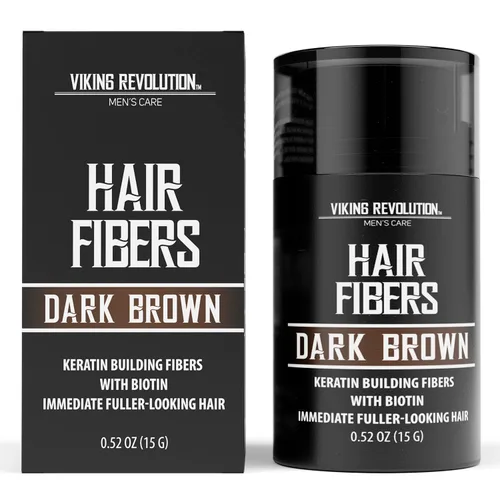 Miniatura 11 de Viking Revolution Fibras de cabello castaño rojizo para hombres adelgazantes, fibra gruesa para cubrir puntos calvos, fibras de construcción
