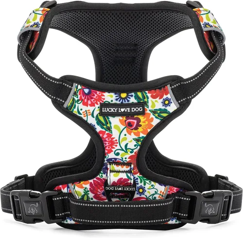 Miniatura 8 de Lucky Love Dog Arnés sin tirones para perro, ajustable y fácil de caminar, bonito arnés con patrón para perros pequeños, medianos y grandes