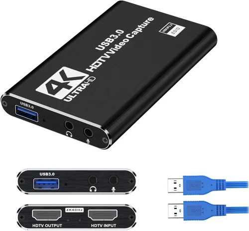 Miniatura 8 de dobestyou Tarjeta de Captura 4K Gris para Transmisión, Grabación y Juegos – Dispositivo de Captura de Video HDMI con USB 3.0, 1080p 60fps, Sin