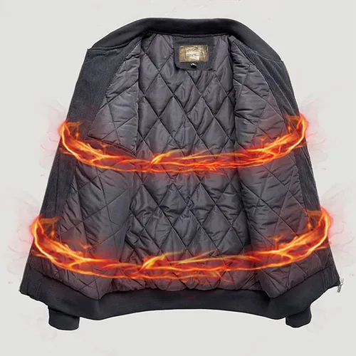 Miniatura 3 de Chaquetas bomber negras para hombre: abrigos de vuelo de manga larga con cremallera completa y bolsillos, ajuste holgado, trajes de otoño e invierno