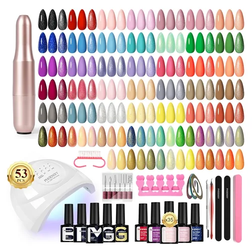 Miniatura 12 de phoenixy Juego de 24 esmaltes de uñas en gel, kit de uñas en gel removible de 21 colores, nude rosa rojo azul verde amarillo naranja, juego de 24