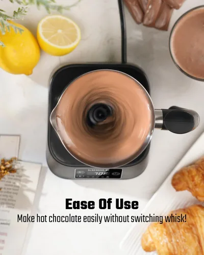 Miniatura 7 de KIDISLE Espumador de leche y vaporizador 5 en 1, jarra de acero inoxidable desmontable de 17 onzas, 4 temperaturas ajustables de 130 °F a 160 °F