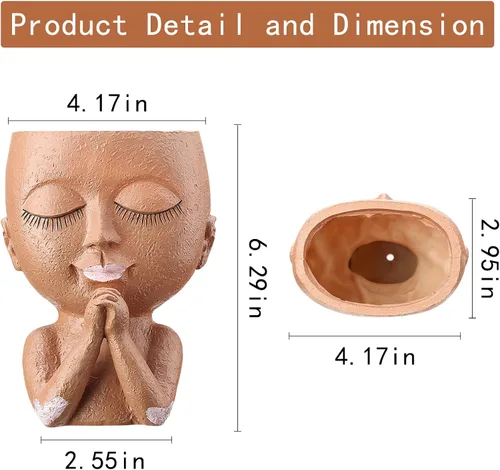 Miniatura 7 de Macetas de cara para suculentas, maceta de cabeza linda, para plantas de interior y exterior