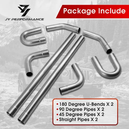 Miniatura 6 de Tubo de escape de 2.25 pulgadas universal T304 tubo de escape de acero inoxidable Kit de tubería de tubo de escape recto personalizado U curva 45