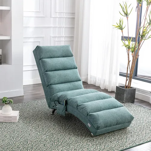 Miniatura 11 de Olela Tumbona de masaje de lino para interiores con control remoto, tumbona larga ergonómica para masaje eléctrico con 5 modos para oficina, sala