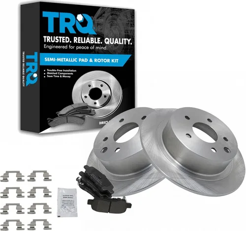 Miniatura 69 de TRQ Juego de pastillas de freno semimetálicas traseras y rotores compatibles con Chevrolet Trailblazer 02-06 Trailblazer EXT 04-06 SSR 02-07 GMC