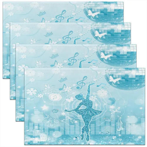 Miniatura 46 de jejeloiu Juego de 4 manteles individuales decorativos de hongos de 18 x 12 pulgadas, manteles individuales de mesa con diseño de hongos de dibujos